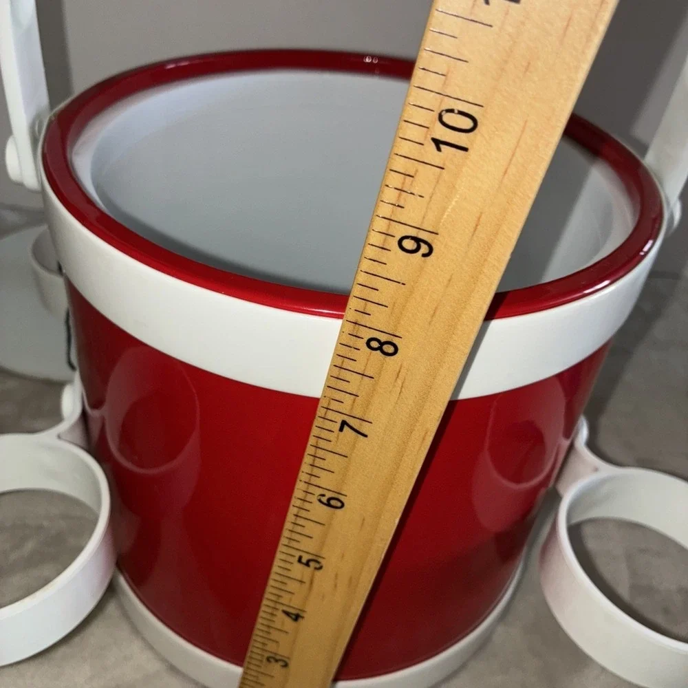 Shelton Ware Ice Bucket Cup Holders Red White Durlane Cups Vintage *flaws